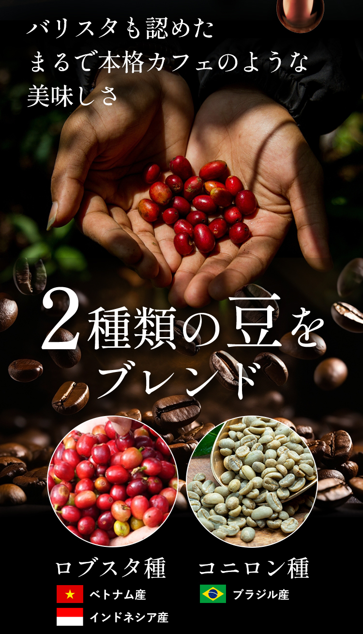 ２種類の豆をブレンド