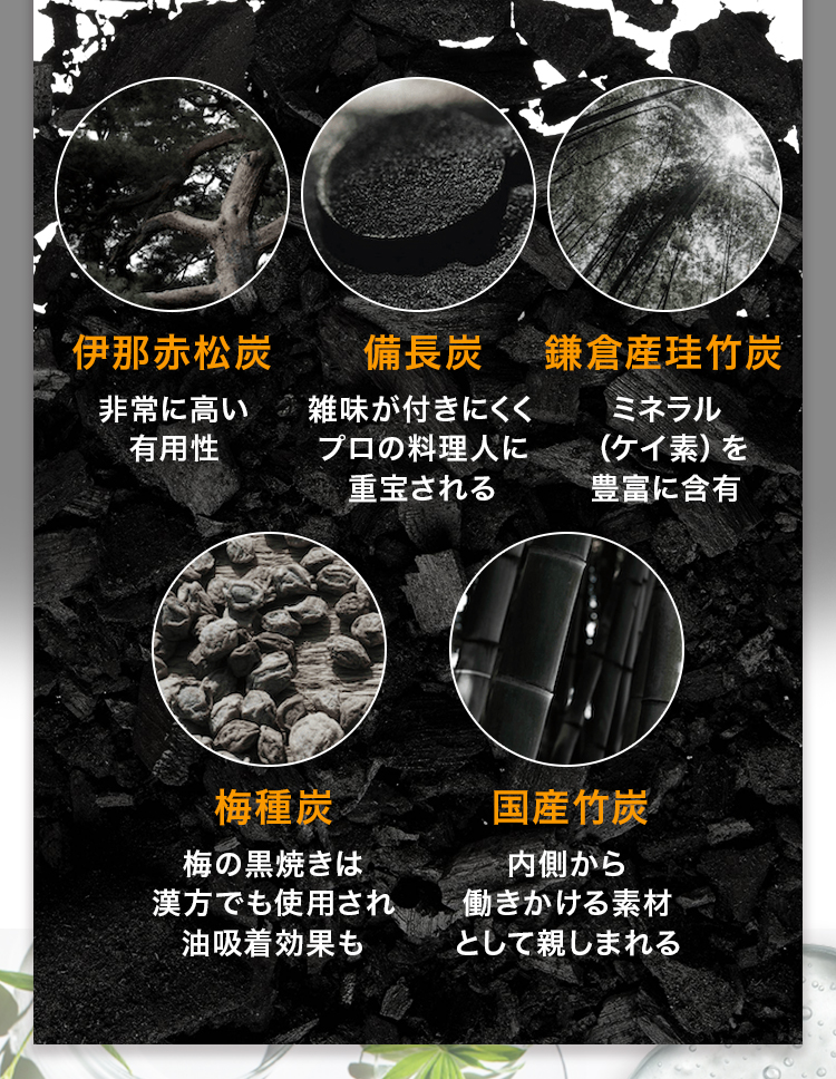 ５種類の国産炭